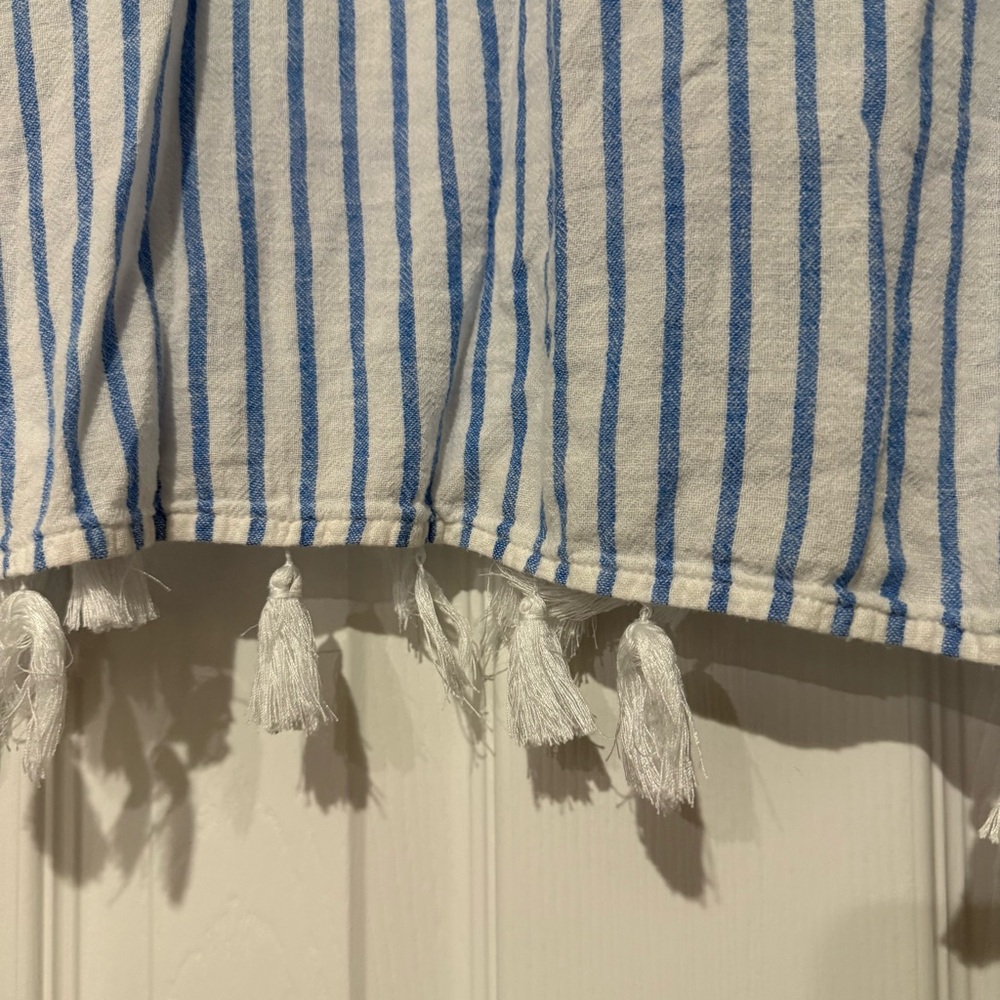 Rachel Zoe Striped Tassel Beach Cover Up Tunic Blue White‎ Size Large - Picture 8 of 10